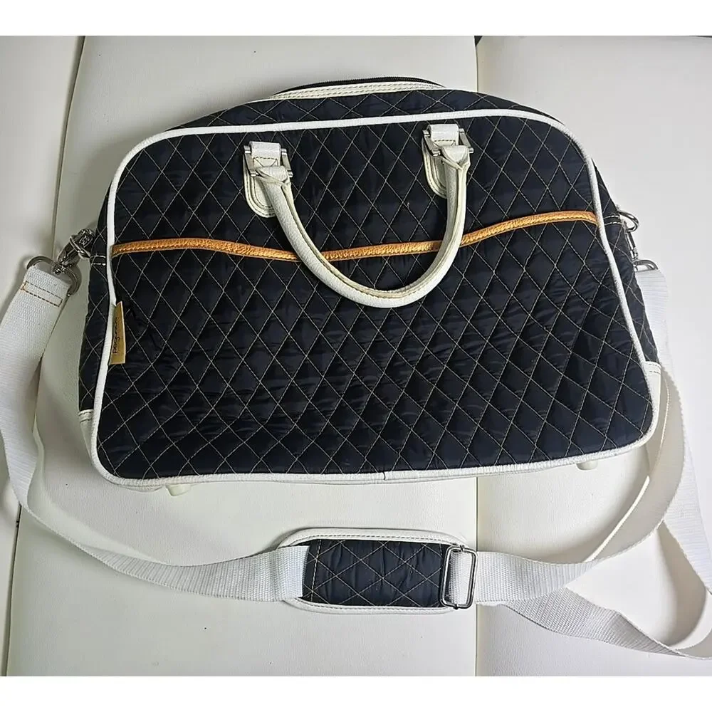 PEGASUS Carry On Handbag Quilted Black Structured Travel Bag Organizer Pockets